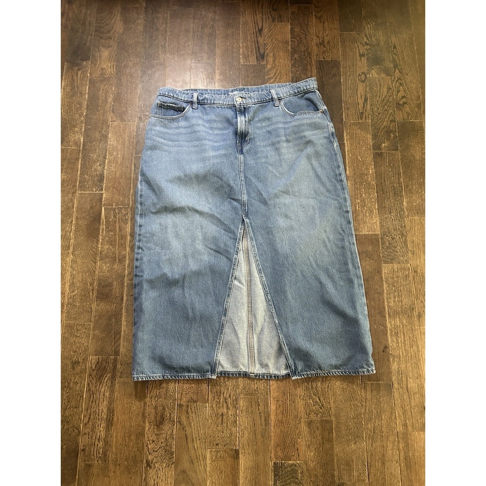 Old Navy Denim Front Slit Mid Rise Skirt Women's Sz 18 Boho Western Pockets Y2K